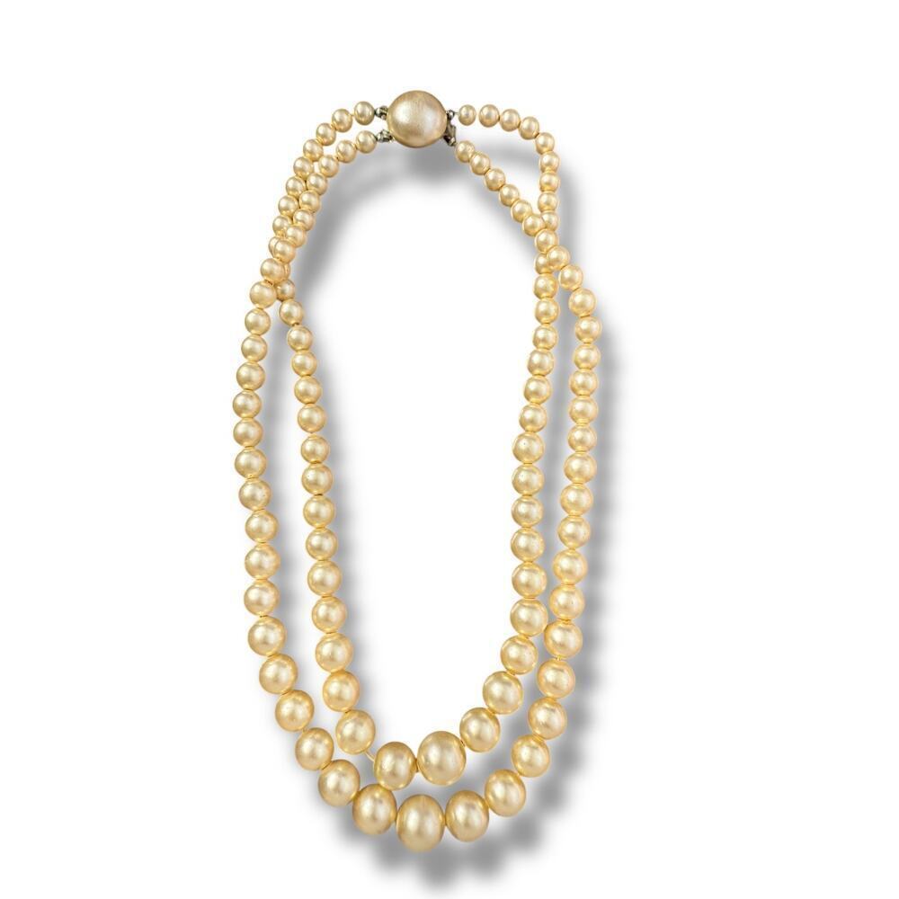 Vintage Richelieu Double Chain Pearl Necklace 14 inch